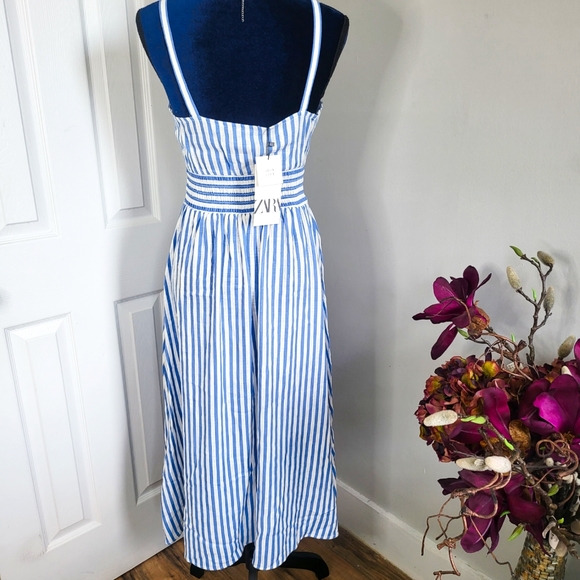 ZARA STRIPED MIDI DRESS NWT - Picture 5 of 14
